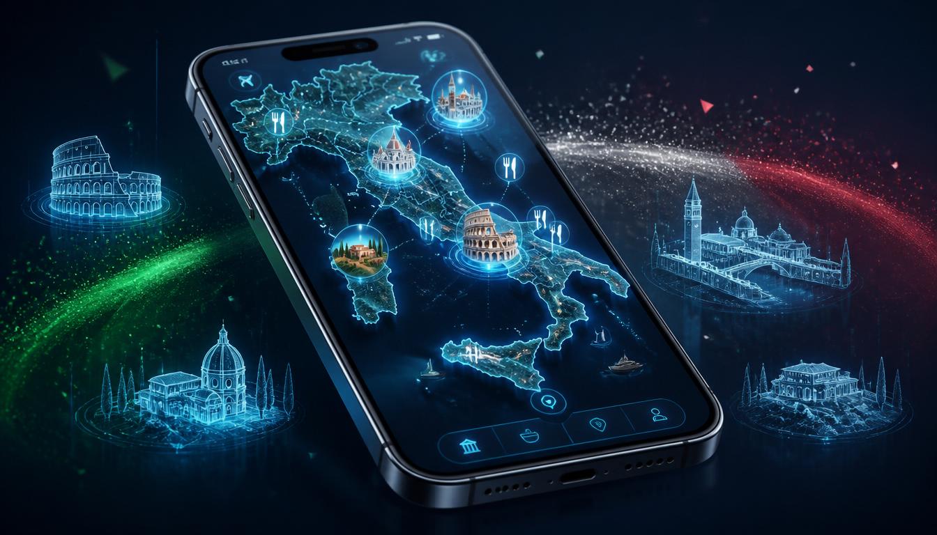 App MooVXR con mappa interattiva dell'Italia e punti di interesse culturali