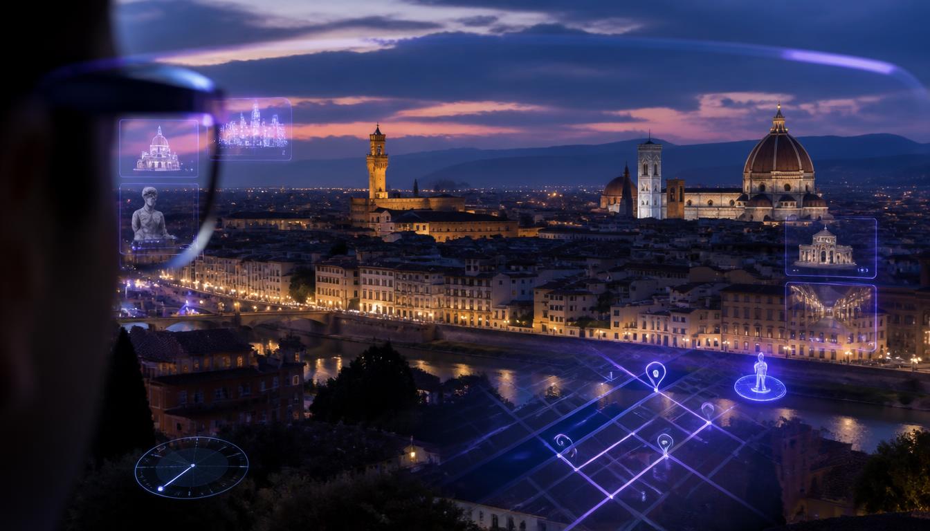 Firenze vista con overlay AR e informazioni culturali