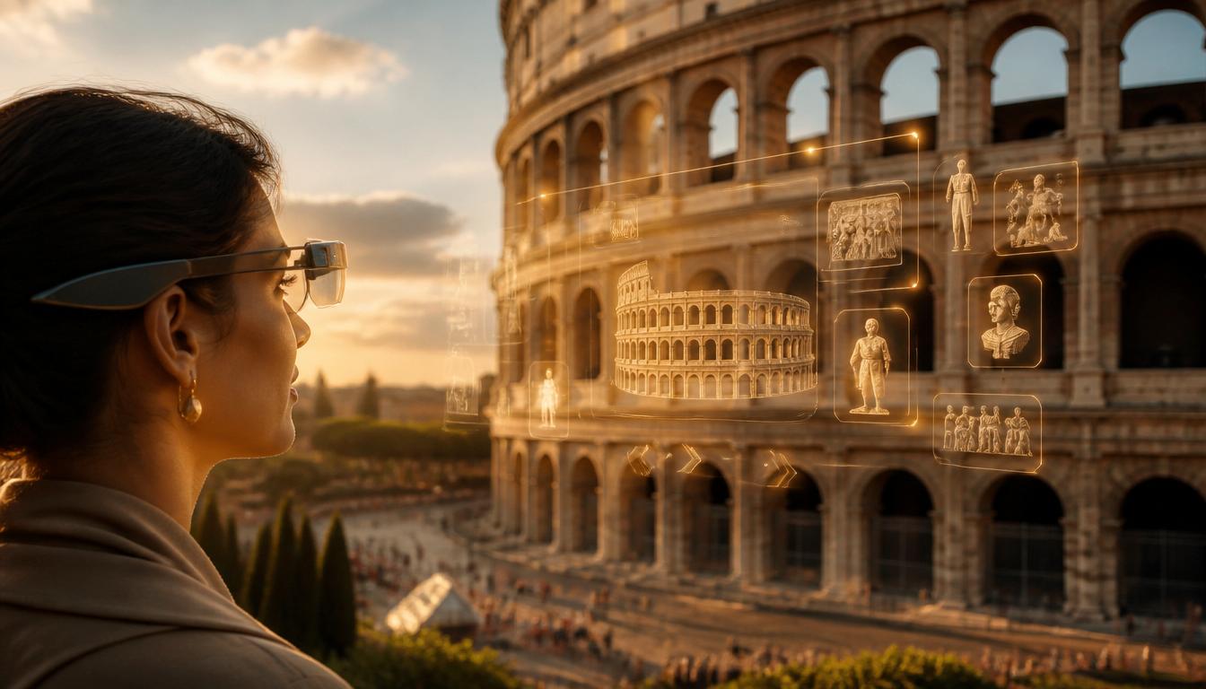 Occhiali AR MooVXR davanti al Colosseo