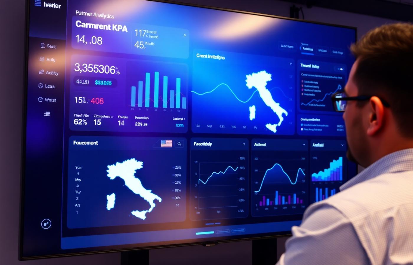Dashboard analytics partner PiCAR con KPI e mappa Italia